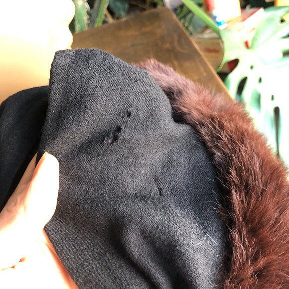 1960s Macy's Brown Rabbit Fur Winter Hat , Ladies Winter Hat , High Fashion Turb - Picture 7 of 10
